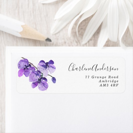 Violet Watercolor Orchid Personalisiert (Insitu)