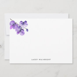 Violet Watercolor Orchid Personalisiertes Geschirr Mitteilungskarte