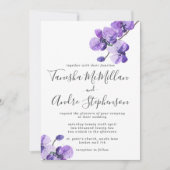 Violet Watercolor Orchideen Hochzeit Einladung (Vorderseite)