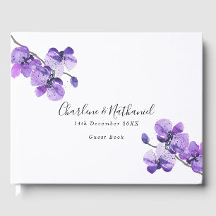 Violet Watercolor Orchideen Personalisierte Hochze Gästebuch