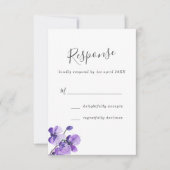 Violet Watercolor Orchids Wedding RSVP Karte (Vorderseite)