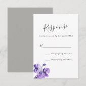 Violet Watercolor Orchids Wedding RSVP Karte (Vorne/Hinten)