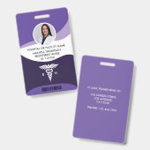 Violet Wave Graphered Nurse Foto ID Ausweis (Front & Back)