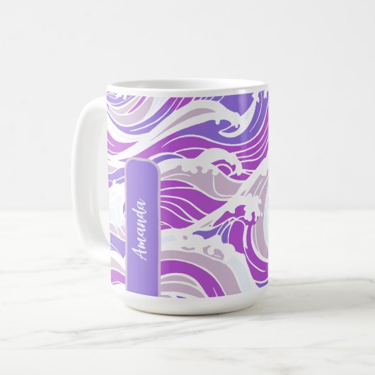 Violet Wave Pattern Kaffeetasse (Vorderseite Links)