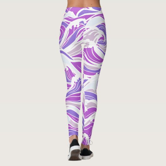 Violet Wave Pattern Leggings (Rückseite)