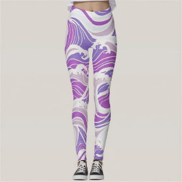 Violet Wave Pattern Leggings