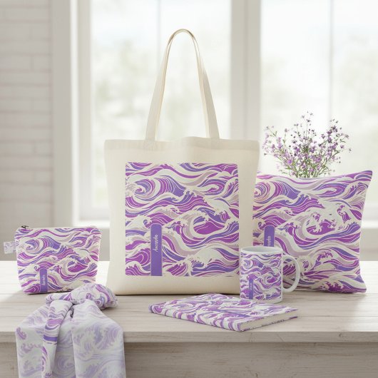 Violet Wave Pattern Tragetasche