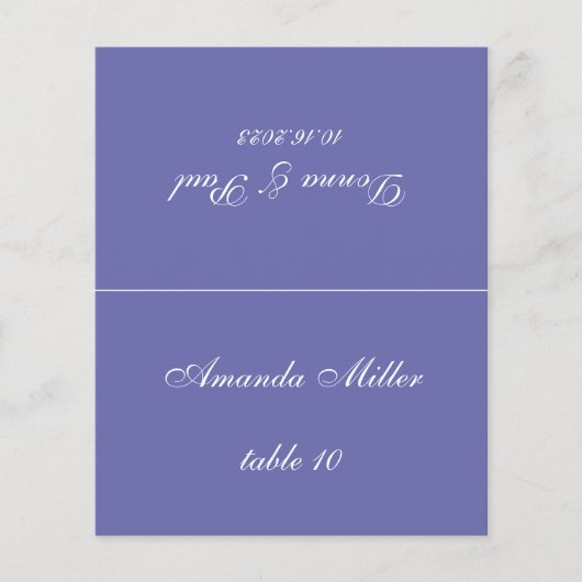 Violet Wedding-Platzkarte mit Druckgastnamen (Vorderseite)