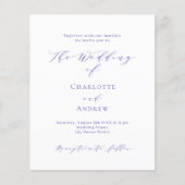 Violet weiß formelle Budget Hochzeit Einladung (Vorderseite)