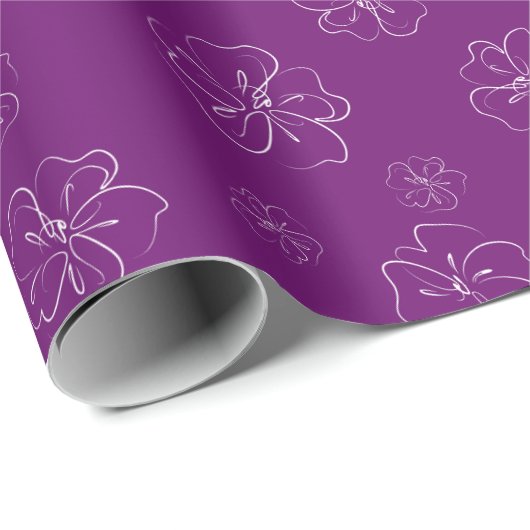 Violet Weiße Flora Geschenkpapier (Rolleneckpunkt)
