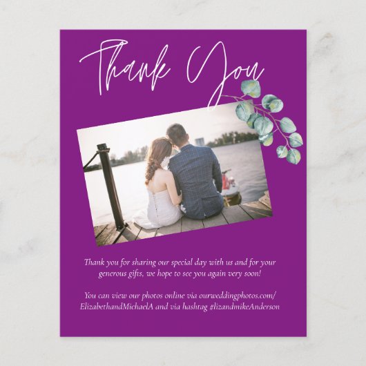 VIOLET White EUCALYPTUS Hochzeit mit geringem Budg Flyer (Vorne)