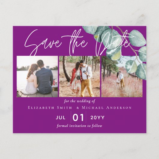 VIOLET White EUCALYPTUS Hochzeit mit geringem Budg Flyer (Vorne)