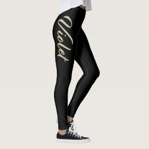 Violet white gold Handwriting Hose Leggings