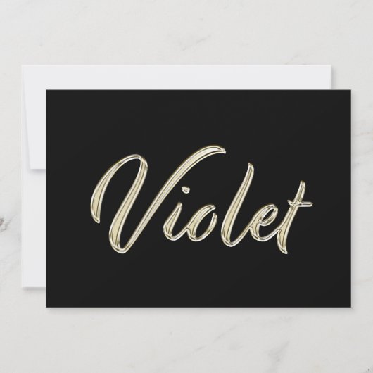 Violet white gold Handwriting Karte (Vorderseite)