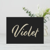 Violet white gold Handwriting Karte (Stehend Vorderseite)