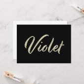 Violet white gold Handwriting Karte (Vorderseite/Rückseite Beispiel)