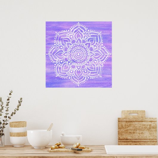 Violet White Mandala Poster (Küche)