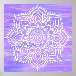 Violet White Mandala Poster