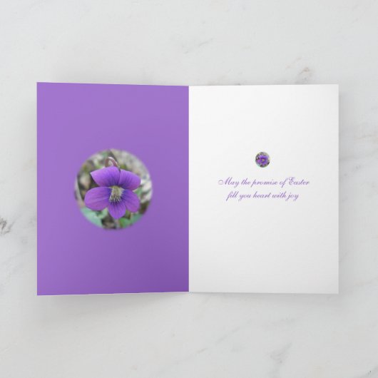 Violet Wildblume Ostersegnung Feiertagskarte (Innenseite)