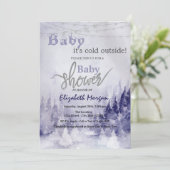 Violet Winter Landscape Snow Einladung (Stehend Vorderseite)