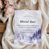 Violet Winter Landscape Snow Rehearsal Dinner Einladung