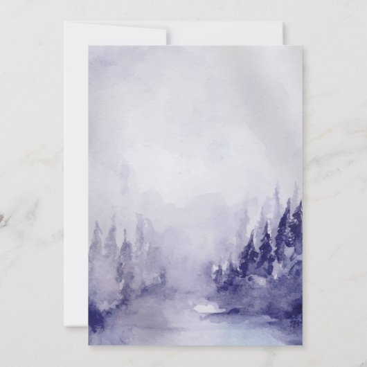 Violet Winter Landscape Snowflakes Save The Date (Rückseite)