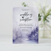 Violet Winter Landschaft Schnee Empfang Einladung (Stehend Vorderseite)