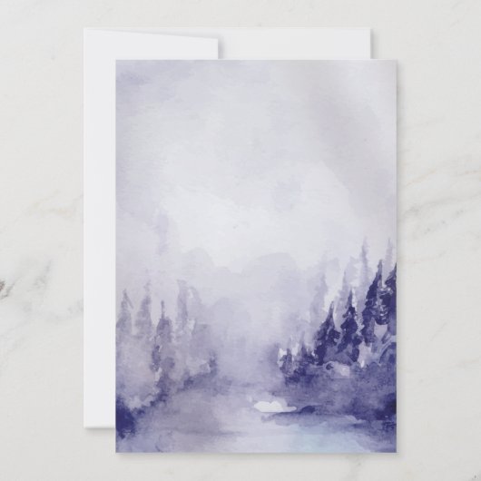 Violet Winter Landschaft Schnee Verlobung Einladung (Rückseite)