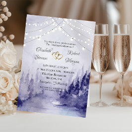 Violet Winter Landschaft Schneeleuchten Hochzeit Einladung
