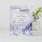 Violet Winter Landschaft Snow Bachelorette Einladung (Stehend Vorderseite)