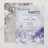 Violet Winter Landschaft Snow Bachelorette Einladung (Vorne/Hinten)