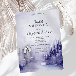 Violet Winter Landschaft Wineglass Brautparty Einladung