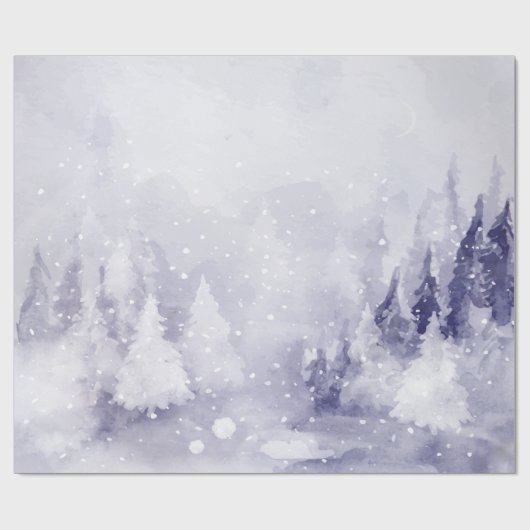 Violet Winter Landschaftsschnee Geschenkpapier (Flach)