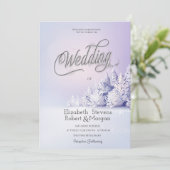 Violet Winter Landschaftswald Hochzeit Einladung (Stehend Vorderseite)