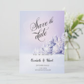 Violet Winter Landschaftswald Save The Date (Stehend Vorderseite)
