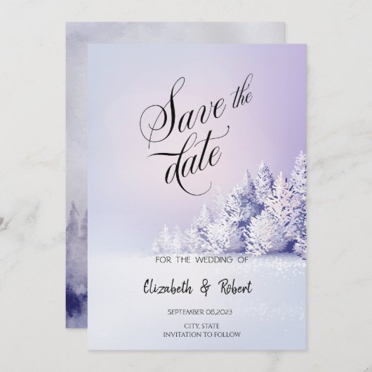 Violet Winter Landschaftswald Save The Date (Vorne/Hinten)