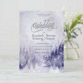 Violet Winterlandschaft Schneehöhe Einladung (Stehend Vorderseite)