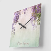 Violet wisteria blossom, personalised wall clock quadratische wanduhr (Winkel)