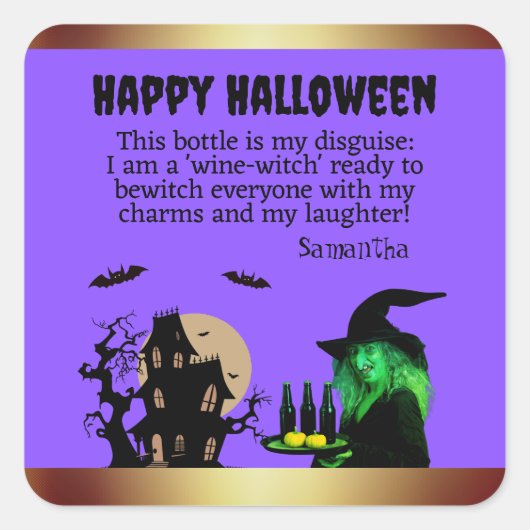 VIOLET Witch's Brew: Spooktacular halloween Quadratischer Aufkleber (Vorderseite)
