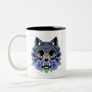 Violet & Wolf Skull im Februar Zweifarbige Tasse