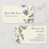 Violeta Watercolor Blume Florist Elegante Visitenkarte (Vorne/Hinten)
