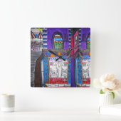 Violetas Cafe Quadratische Wanduhr (Zuhause)