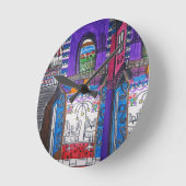 Violetas Cafe Runde Wanduhr (Winkel)