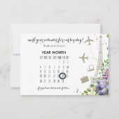 Violetblüte und Hochzeit mit Reisegedanken Save The Date (Vorderseite)