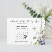 Violetblüte und Hochzeit mit Reisegedanken Save The Date (Stehend Vorderseite)