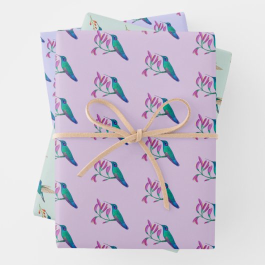 Violetear Hummingbird-Muster-Umschlagpapier Geschenkpapier Set (Beispiel)