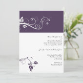 Violetfarben-Band-Rodelbahn Vine Scroll Hochzeit E Einladung (Stehend Vorderseite)