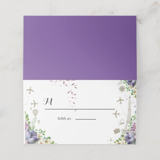 Violetflora und Reisegedanken Einladung zur Hochze (Außenseite Aufgefaltet)