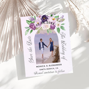 Violetflorale Foto Hochzeitsbudget Save the Date Flyer