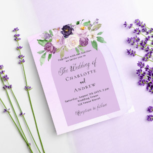 Violetflorale lila Budget Einladung zur Hochzeit Flyer